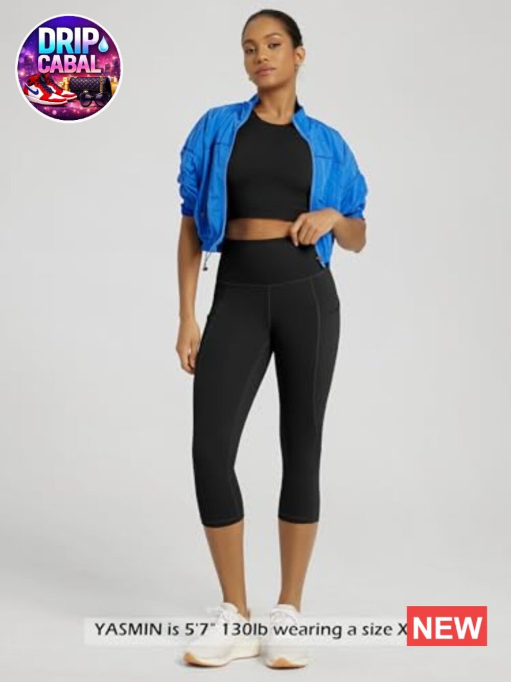 High Waisted Yoga Capris with Pockets, Tummy Control Non See Through Workout - Picture 4 of 7